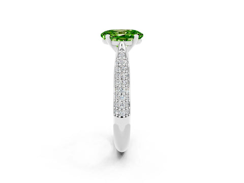 White gold Oval Cut Diamond Solitaire Engagement Ring with Pavé Band and Four-Prong Setting_2