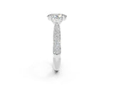 White gold Oval Cut Diamond Solitaire Engagement Ring with Pavé Band and Four-Prong Setting_2