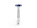 White gold Oval Cut Diamond Solitaire Engagement Ring with Pavé Band and Four-Prong Setting_2