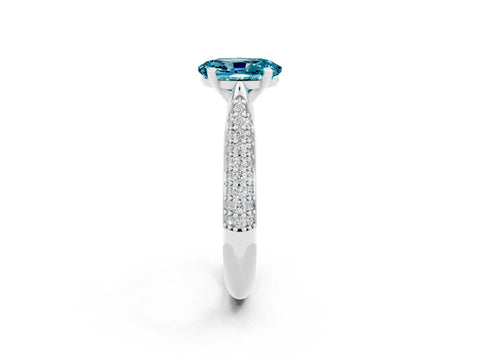 White gold Oval Cut Diamond Solitaire Engagement Ring with Pavé Band and Four-Prong Setting_2