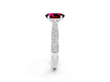 White gold Oval Cut Diamond Solitaire Engagement Ring with Pavé Band and Four-Prong Setting_2
