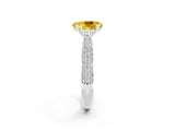 White gold Oval Cut Diamond Solitaire Engagement Ring with Pavé Band and Four-Prong Setting_2