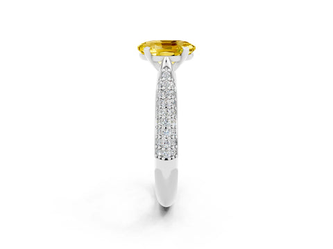 White gold Oval Cut Diamond Solitaire Engagement Ring with Pavé Band and Four-Prong Setting_2