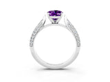 White gold Oval Cut Diamond Solitaire Engagement Ring with Pavé Band and Four-Prong Setting_3