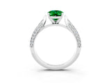 White gold Oval Cut Diamond Solitaire Engagement Ring with Pavé Band and Four-Prong Setting_3