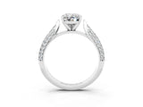 White gold Oval Cut Diamond Solitaire Engagement Ring with Pavé Band and Four-Prong Setting_3