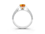 White gold Oval Cut Diamond Solitaire Engagement Ring with Pavé Band and Four-Prong Setting_3