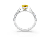White gold Oval Cut Diamond Solitaire Engagement Ring with Pavé Band and Four-Prong Setting_3
