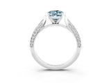 White gold Oval Cut Diamond Solitaire Engagement Ring with Pavé Band and Four-Prong Setting_3