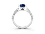 White gold Oval Cut Diamond Solitaire Engagement Ring with Pavé Band and Four-Prong Setting_3