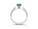 White gold Oval Cut Diamond Solitaire Engagement Ring with Pavé Band and Four-Prong Setting_3