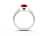 White gold Oval Cut Diamond Solitaire Engagement Ring with Pavé Band and Four-Prong Setting_3
