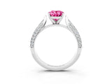 White gold Oval Cut Diamond Solitaire Engagement Ring with Pavé Band and Four-Prong Setting_3