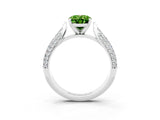 White gold Oval Cut Diamond Solitaire Engagement Ring with Pavé Band and Four-Prong Setting_3