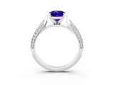 White gold Oval Cut Diamond Solitaire Engagement Ring with Pavé Band and Four-Prong Setting_3
