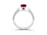 White gold Oval Cut Diamond Solitaire Engagement Ring with Pavé Band and Four-Prong Setting_3