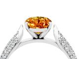 White gold Oval Cut Diamond Solitaire Engagement Ring with Pavé Band and Four-Prong Setting_4