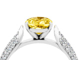 White gold Oval Cut Diamond Solitaire Engagement Ring with Pavé Band and Four-Prong Setting_4