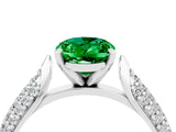 White gold Oval Cut Diamond Solitaire Engagement Ring with Pavé Band and Four-Prong Setting_4