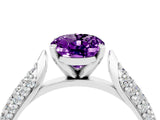 White gold Oval Cut Diamond Solitaire Engagement Ring with Pavé Band and Four-Prong Setting_4