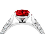 White gold Oval Cut Diamond Solitaire Engagement Ring with Pavé Band and Four-Prong Setting_4
