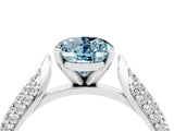 White gold Oval Cut Diamond Solitaire Engagement Ring with Pavé Band and Four-Prong Setting_4