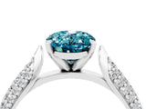 White gold Oval Cut Diamond Solitaire Engagement Ring with Pavé Band and Four-Prong Setting_4