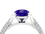 White gold Oval Cut Diamond Solitaire Engagement Ring with Pavé Band and Four-Prong Setting_4