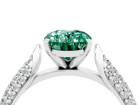 White gold Oval Cut Diamond Solitaire Engagement Ring with Pavé Band and Four-Prong Setting_4