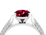 White gold Oval Cut Diamond Solitaire Engagement Ring with Pavé Band and Four-Prong Setting_4