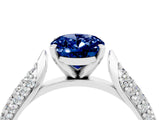 White gold Oval Cut Diamond Solitaire Engagement Ring with Pavé Band and Four-Prong Setting_4