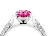 White gold Oval Cut Diamond Solitaire Engagement Ring with Pavé Band and Four-Prong Setting_4