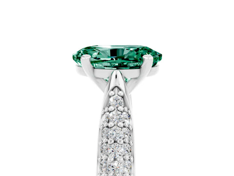 White gold Oval Cut Diamond Solitaire Engagement Ring with Pavé Band and Four-Prong Setting_5