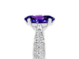 White gold Oval Cut Diamond Solitaire Engagement Ring with Pavé Band and Four-Prong Setting_5