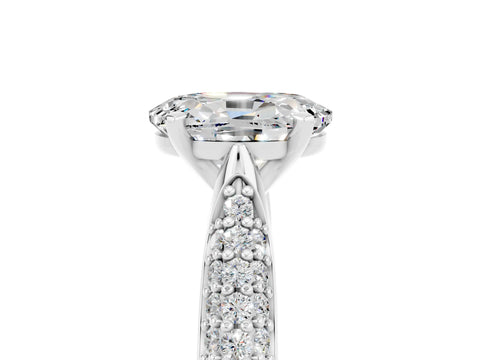 White gold Oval Cut Diamond Solitaire Engagement Ring with Pavé Band and Four-Prong Setting_5