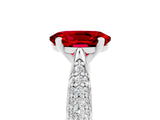 White gold Oval Cut Diamond Solitaire Engagement Ring with Pavé Band and Four-Prong Setting_5