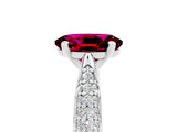 White gold Oval Cut Diamond Solitaire Engagement Ring with Pavé Band and Four-Prong Setting_5