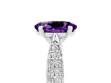 White gold Oval Cut Diamond Solitaire Engagement Ring with Pavé Band and Four-Prong Setting_5
