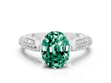 White gold Oval Cut Diamond Solitaire Engagement Ring with Pavé Band and Four-Prong Setting