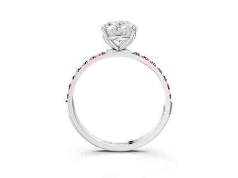 White gold Oval Cut Diamond Solitaire Engagement Ring with Round with Morganite side stone Pavé Band and Prong Setting_21