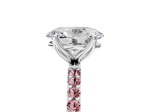 White gold Oval Cut Diamond Solitaire Engagement Ring with Round with Morganite side stone Pavé Band and Prong Setting_23