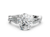 White gold Oval Cut Diamond Solitaire Engagement Ring with Twisted Pavé Band and Four-Prong Setting_76