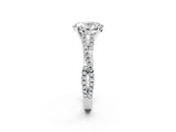 White gold Oval Cut Diamond Solitaire Engagement Ring with Twisted Pavé Band and Four-Prong Setting_78
