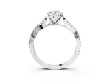 White gold Oval Cut Diamond Solitaire Engagement Ring with Twisted Pavé Band and Four-Prong Setting_79