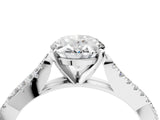 White gold Oval Cut Diamond Solitaire Engagement Ring with Twisted Pavé Band and Four-Prong Setting_80