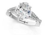 White gold Oval Cut Diamond Solitaire Engagement Ring with Twisted Pavé Band and Four-Prong Setting_82