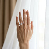 14K White Gold 5.63 Carat E VS1 Oval Diamond Solitaire Pavé Band with Four-Prong Setting