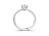 White gold Oval Cut Diamond Solitaire Pavé Engagement Ring with Round Band and Prong Setting_17