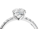 White gold Oval Cut Diamond Solitaire Pavé Engagement Ring with Round Band and Prong Setting_18