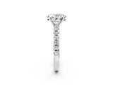White gold Oval Cut Diamond Solitaire Pavé Engagement Ring with Round Band and Prong Setting_52